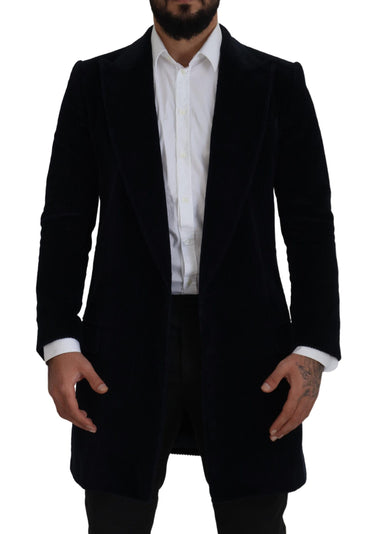 Elegant Black Cotton Long Cardigan Jacket